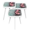 E-Decor Camlı Radius Zigon Sehpa Çiçek Desen 2224